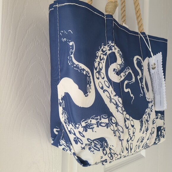 Sea Bags White on Navy Octopus Handbag Tote NWT - Picture 5 of 11